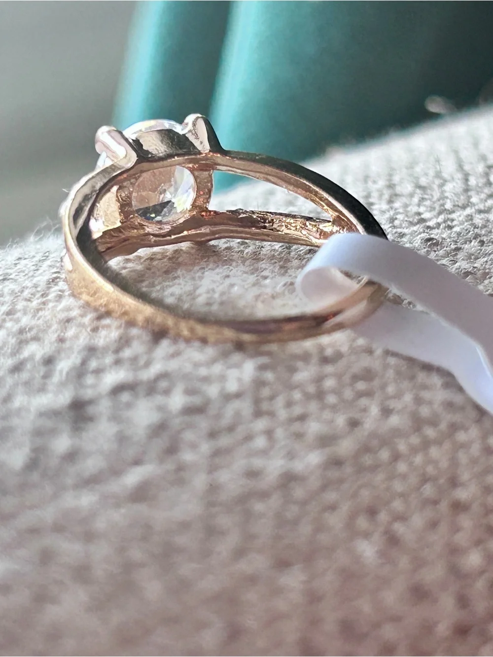Gold-Tone Split Shank Cubic Zirconia Ring - size 6